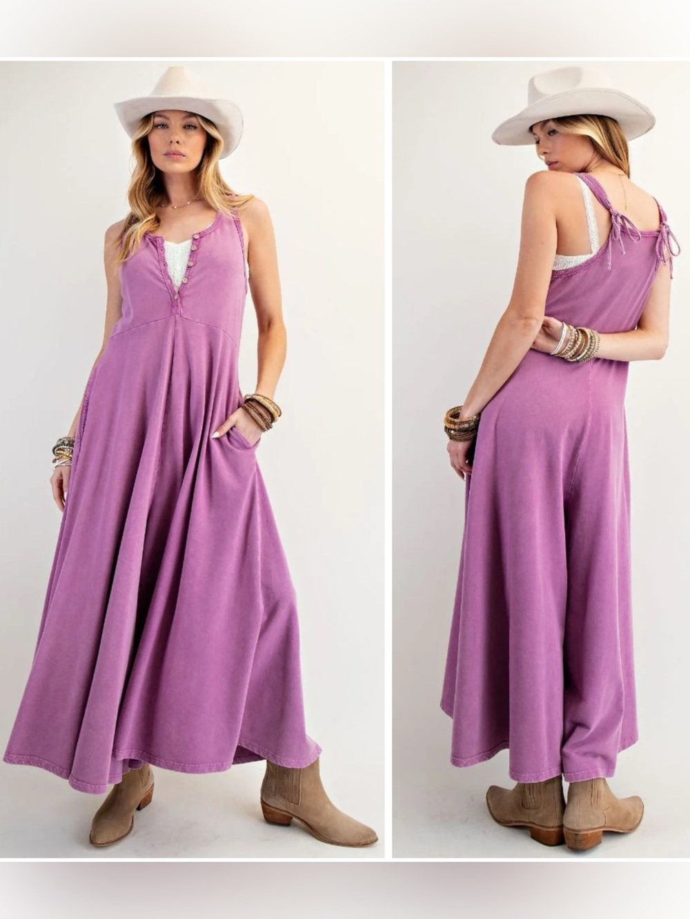 easel Lavender-Pink Sleeveless Maxi Jumpsuit Romper